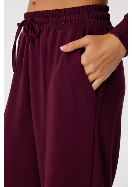 Yumuşak Modal Alt-Üst Takım LBY0009 Mürdüm indirimleri