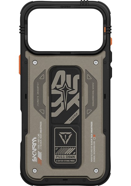 iPhone 17 Pro Max Uyumlu Kılıf Desenli Airbag Tasarımlı Standlı Skinarma Aegis Kapak Gri modelleri