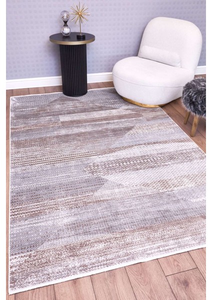 Heriz 8218 Gri - Viskon Bambu Dokuma Halı | Modern Salon Halısı