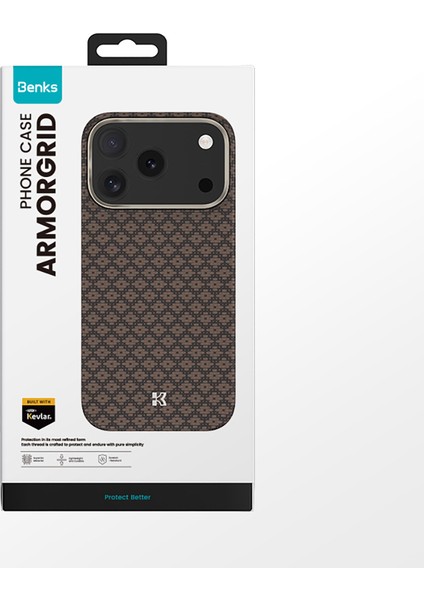 iPhone 17 Pro Uyumlu Kılıfm-Safe Şarj Özellikli Benks Armorair Armorgrid Serisi Kevlar Kapak Gold fırsatları