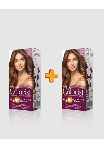 Premium 2'li Yarı Kit Set Boya 7.7 Işıltılı Kahve
