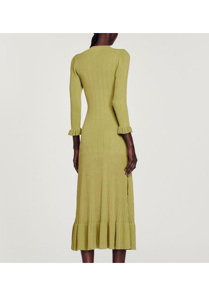 Sandaro Yeşil Uzun Kollu Triko Elbise fiyatları