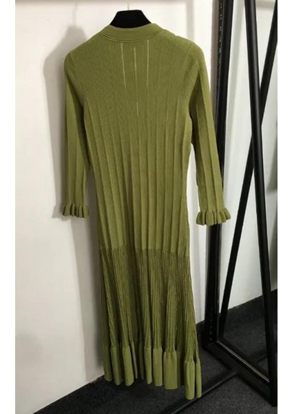 Sandaro Yeşil Uzun Kollu Triko Elbise modelleri