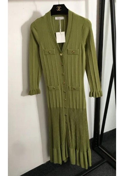 Sandaro Yeşil Uzun Kollu Triko Elbise indirimleri