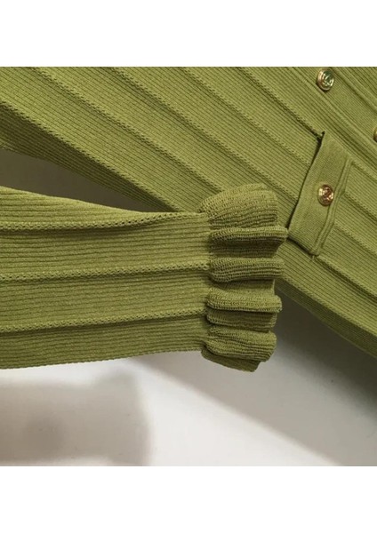 Sandaro Yeşil Uzun Kollu Triko Elbise