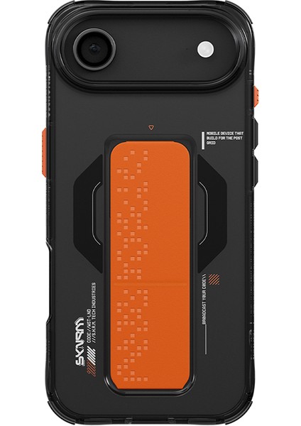iPhone 17 Air Uyumlu Kılıf M-Safe Şarj Özellikli Airbag Tasarımlı Standlı Skinarma Haxa Kapak Füme