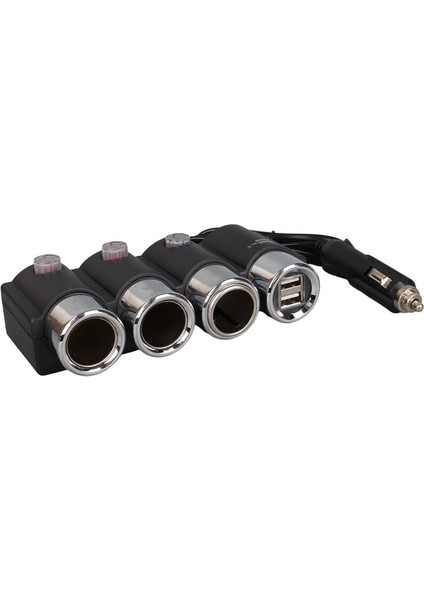 1508 12-24V Çift USB Girişli 120W 80CM Kablolu 3'lü Araç Çakmak Çoklayıcı fiyatları