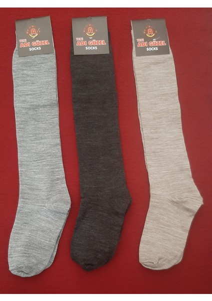 Dizaltı Pamuklu Çorabı 3'lü Paket (Füme, Gri, Bej)