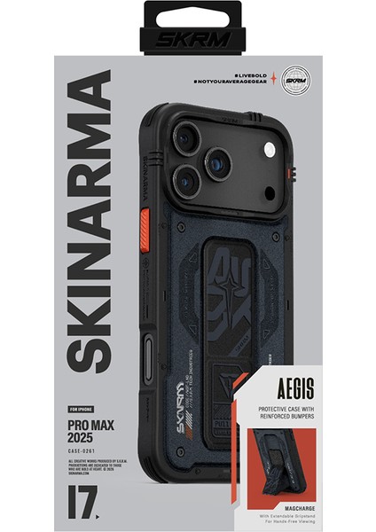 iPhone 17 Pro Max Uyumlu Kılıf Desenli Airbag Tasarımlı Standlı Skinarma Aegis Kapak Lacivert indirimleri