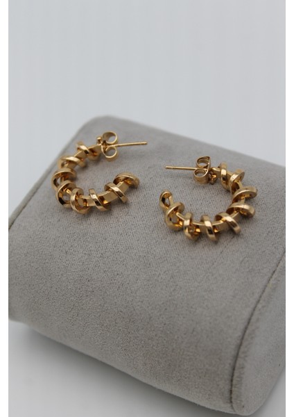 Vıp Çelik Altın Kaplama Spiral Halka Küpe fiyatları