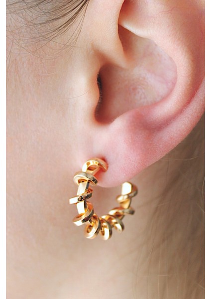 Vıp Çelik Altın Kaplama Spiral Halka Küpe modelleri