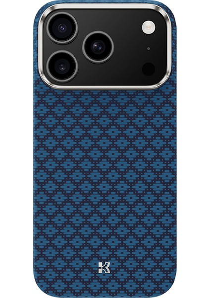 iPhone 17 Pro Max Uyumlu Kılıfm-Safe Şarj Özellikli Benks Armorair Armorgrid Serisi Kevlar Mavi
