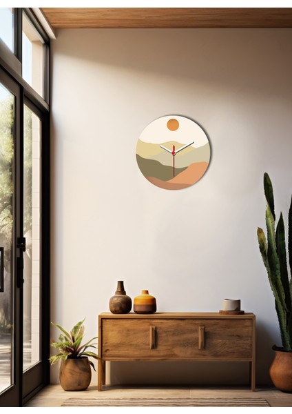 Pastel Bohem Modern Tasarımlı Duvar Saati - Sunset Wall Clock - Sessiz Mekanizmalı | Nonticking