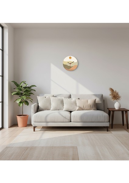 Pastel Bohem Modern Tasarımlı Duvar Saati - Sunset Wall Clock - Sessiz Mekanizmalı | Nonticking modelleri