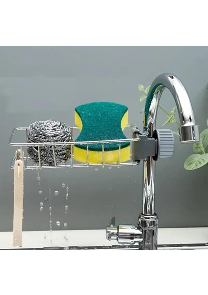 Lavabo Süngerliği Ayarlı Musluk Yanı Bulaşık Süngeri Tezgah Bezi Organizeri