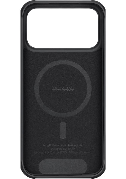 iPhone 17 Pro Max Kılıf M-Safe Uyumlu Pitaka Aramid Pro Guard Serisi Black-Gray Kapak Siyah-Gri modelleri