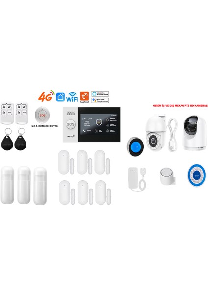 Pgst Obiem Akıllı Ev Güvenlik Alarm Sistemi + Obiem Iç ve Dış Mekân Ptz Hd Kamera