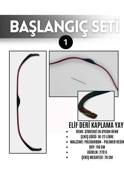 Geleneksel Okçuluk Başlangıç Seti - Elif Yay (Kaplamalı) + 3 Ok + Zihgir fiyatları