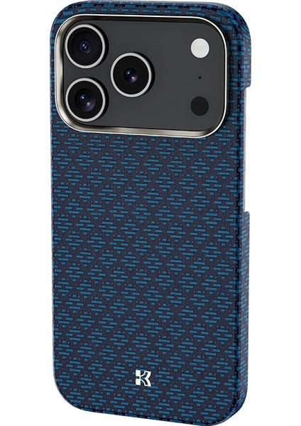 iPhone 17 Pro Uyumlu Kılıfm-Safe Şarj Özellikli Benks Armorair Armorgrid Serisi Kevlar Kapak Mavi
