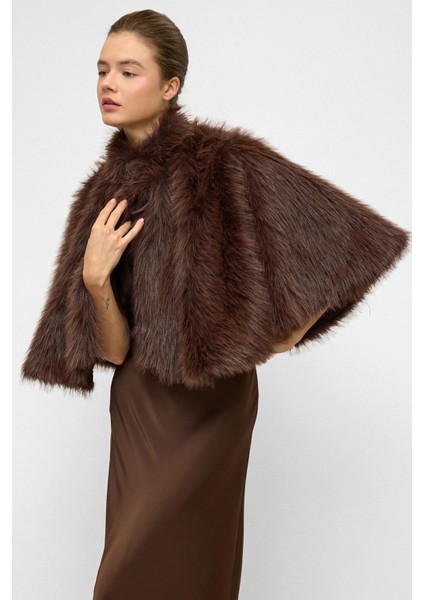 Kısa Suni Kürk Panço Kahve 1013