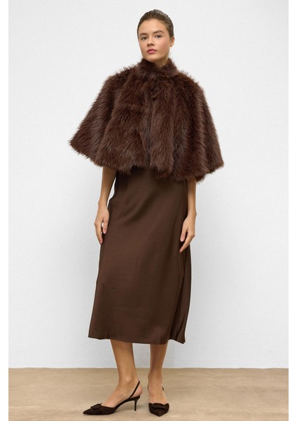 Kısa Suni Kürk Panço Kahve 1013 fiyatları