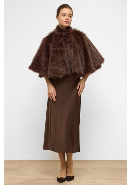 Kısa Suni Kürk Panço Kahve 1013 fırsatları