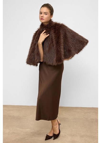 Kısa Suni Kürk Panço Kahve 1013 indirimleri