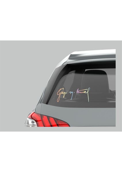2 Adet 19X10 cm Hologram Renkli Gazi Mustafa Kemal Atatürk Sticker Laptop Kask Araba Motor Sticker