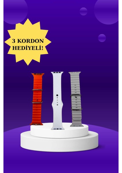 Akıllı Saat Arama Görüşme Bildirim Görme Uyku ve Sağlık Takibi Nabız Ölçer 3 Kordon Hediy modelleri
