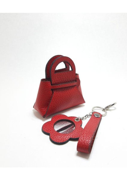 Hakiki Deri Şekilli Anahtarlık & Ayna | Mini Kulaklık Kılıfı | Sevimli Çanta Charmı fiyatları