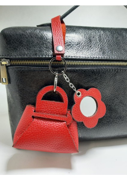 Hakiki Deri Şekilli Anahtarlık & Ayna | Mini Kulaklık Kılıfı | Sevimli Çanta Charmı modelleri