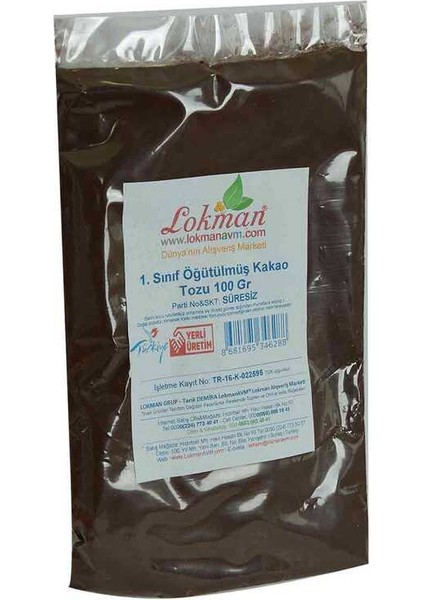 1. Sınıf Öğütülmüş Kakao Tozu 100 gr Paket fırsatları