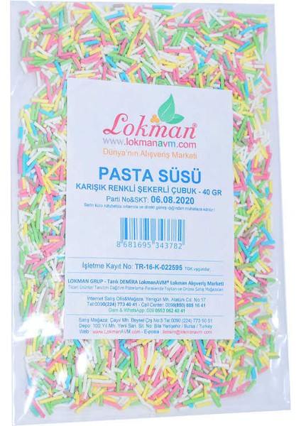 Pasta Süsü Granül Şekeri Karışık Renk 40 gr Paket fiyatları