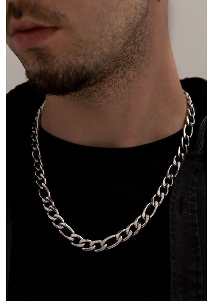 Erkek Çelik Kolye - 11 mm Figaro Model Çelik Kolye