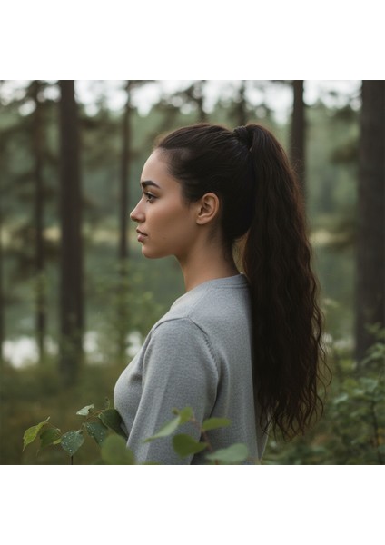 Lastik Tokalı At Kuyruğu Su Dalgalı / Kızıl Kahve