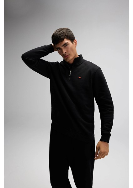 Pamuklu Regular Fit Yarım Fermuarlı Dik Yaka Sweat Erkek Sweat EM580 fırsatları