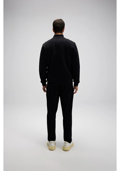 Pamuklu Regular Fit Yarım Fermuarlı Dik Yaka Sweat Erkek Sweat EM580