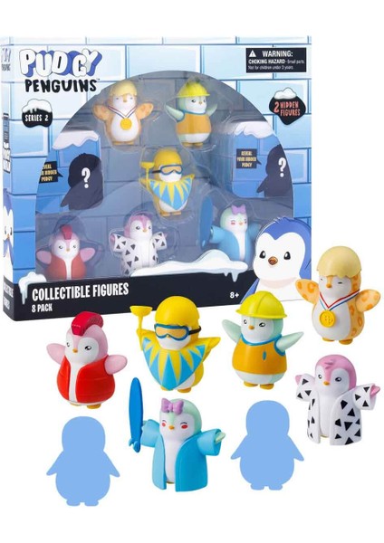8'li Figür Seti S2 - Kırmızı Yelekli Penguenli Set