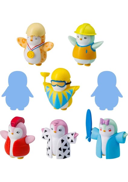8'li Figür Seti S2 - Kırmızı Yelekli Penguenli Set modelleri