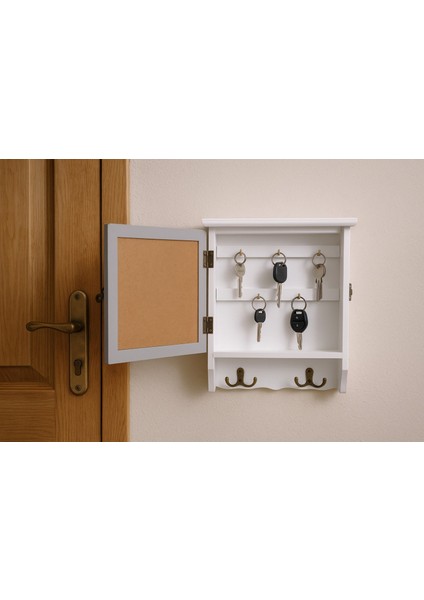 Dekoratif Gri Çerçeveli Ahşap Anahtarlık Kutusu – Kapaklı Duvar Tipi Askılık "home" Yazılı BR-6635 fiyatları