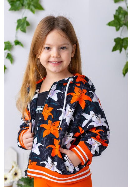 Kız Çocuk Çiçek Desenli Kapüşonlu Sweatshirt - Çiçek Desenli fiyatları