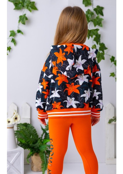 Kız Çocuk Çiçek Desenli Kapüşonlu Sweatshirt - Çiçek Desenli modelleri