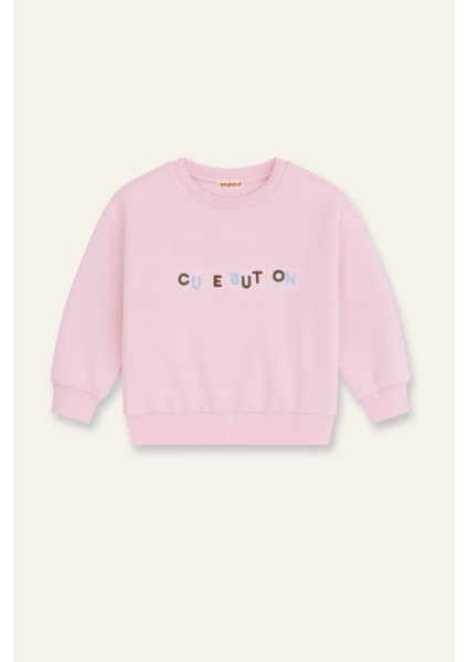 Kız Çocuk Nakışlı Sweatshirt - Pembe