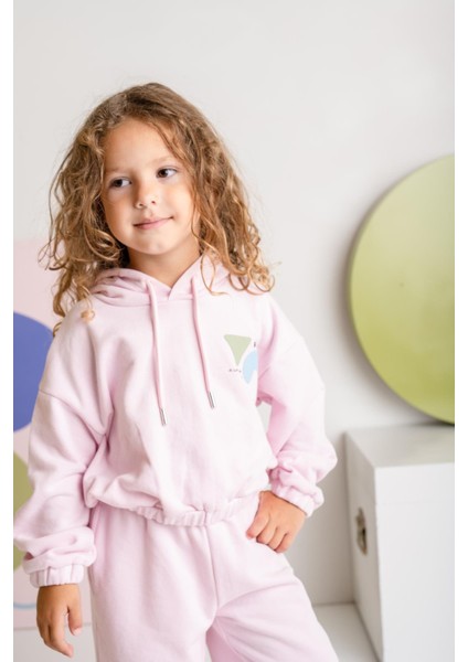 Kız Çocuk Kapşonlu Crop Sweatshirt - Pembe fiyatları