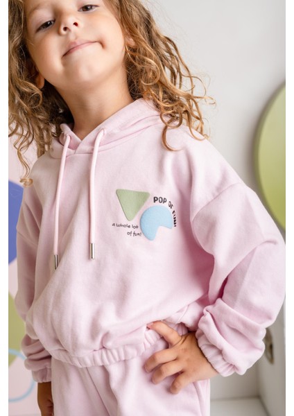 Kız Çocuk Kapşonlu Crop Sweatshirt - Pembe modelleri