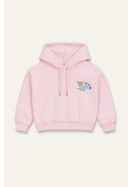 Kız Çocuk Kapşonlu Crop Sweatshirt - Pembe fırsatları