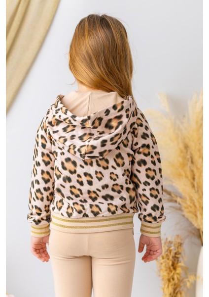 Kız Çocuk Leopar Desenli Kapüşonlu Sweatshirt - Leopar Desenli fiyatları