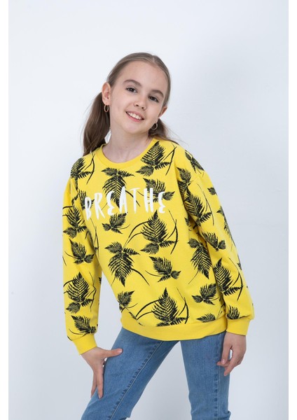 Kız Çocuk Yaprak Baskılı Sweatshirt fırsatları