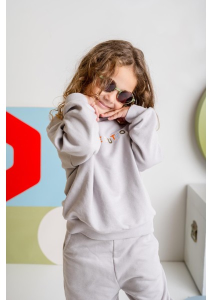 Kız Çocuk Nakışlı Sweatshirt - Gri modelleri