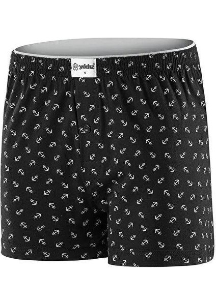43 Erkek Çapa Desenli Penye Havlu Bel Rahat Düğmeli Boxer